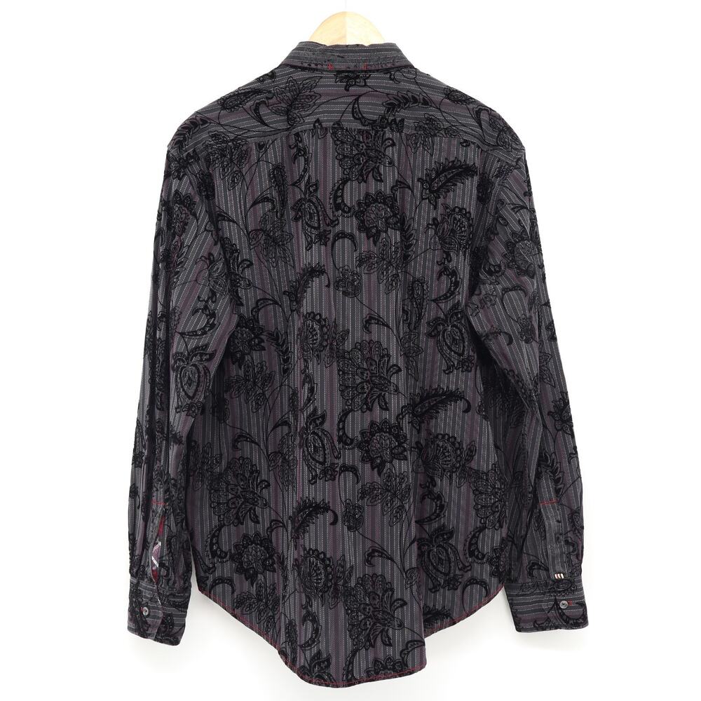 Vintage Italia Men's Velvet Floral Button Down Long Sleeve Shirt Sz XL - Picture 2 of 9